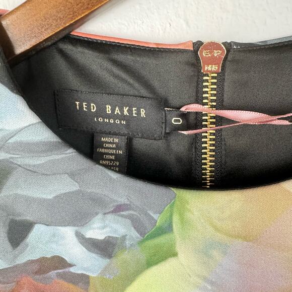 Ted Baker NWT Eliah Technicolor Bloom Floral Cap Sleeve Scuba Sheath Midi Dress - Picture 9 of 10